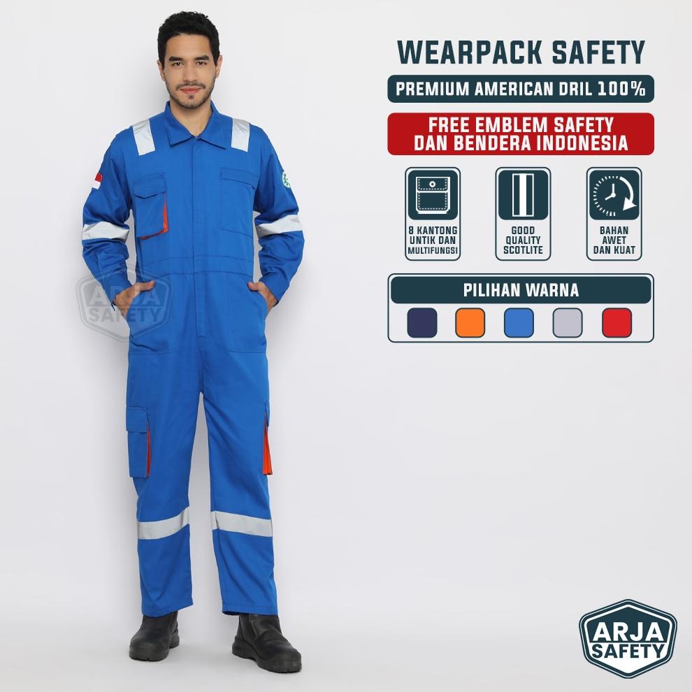 ARJA SAFETY [ FREE LOGO SAFETY & BENDERA ] Wearpack Coverall Safety, Baju Kerja Proyek, Wearpack Saf