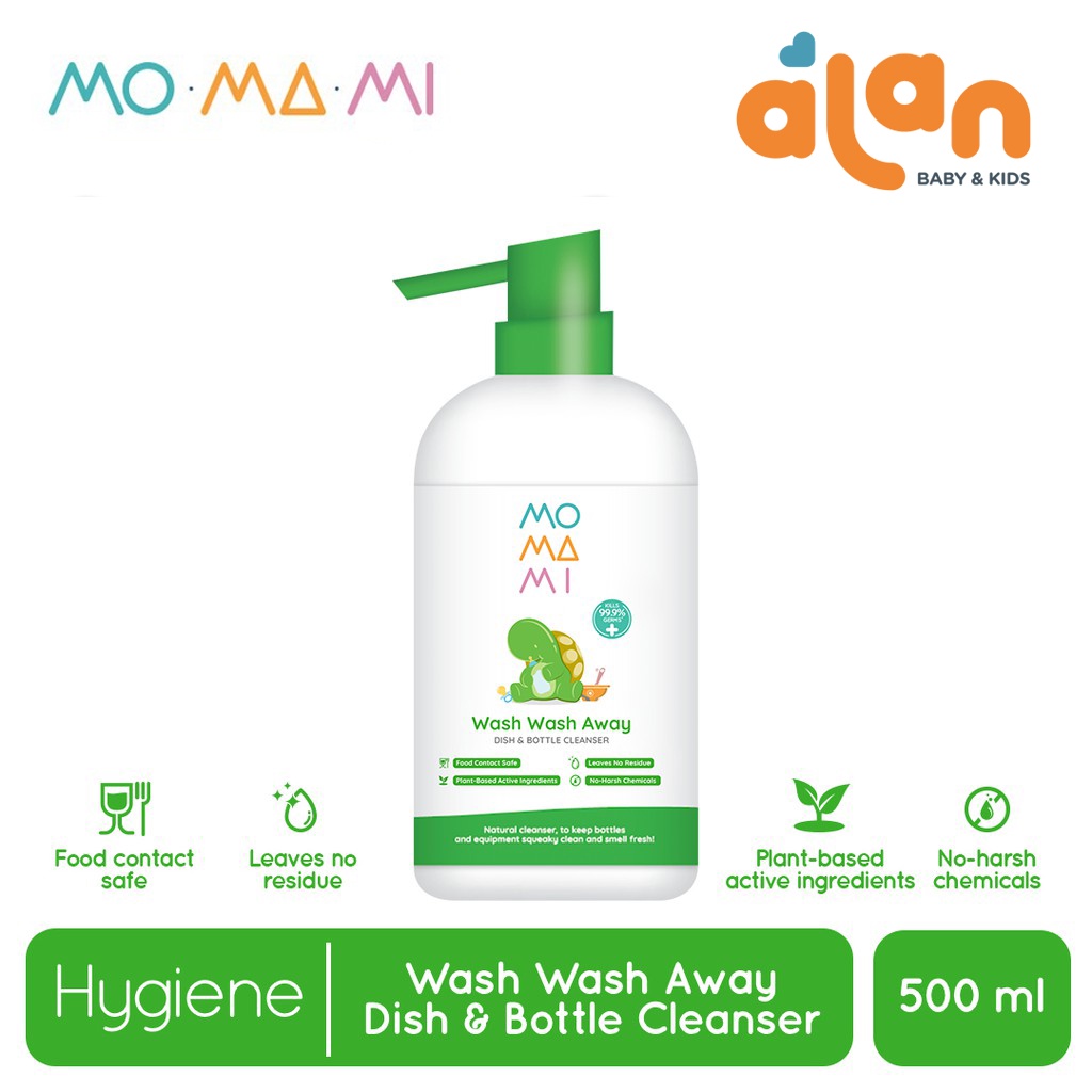 Momami Wash Wash Away Dish and Bottle Cleanser 500ml - Pembersih Piring dan Botol Bayi