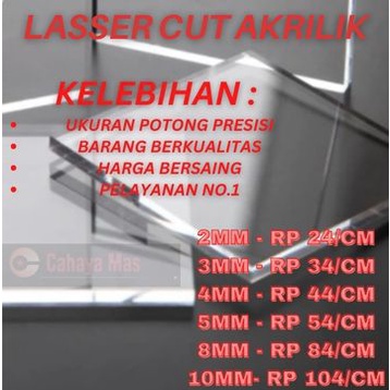 

Acrylic Akrilik Bening Custom Laser Cutting Clear Transparan Lembaran