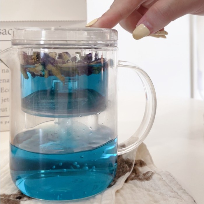 Minum Teappot Infuser Glass / Coffee Infuser / Gelas Dengan Penyaring Teh