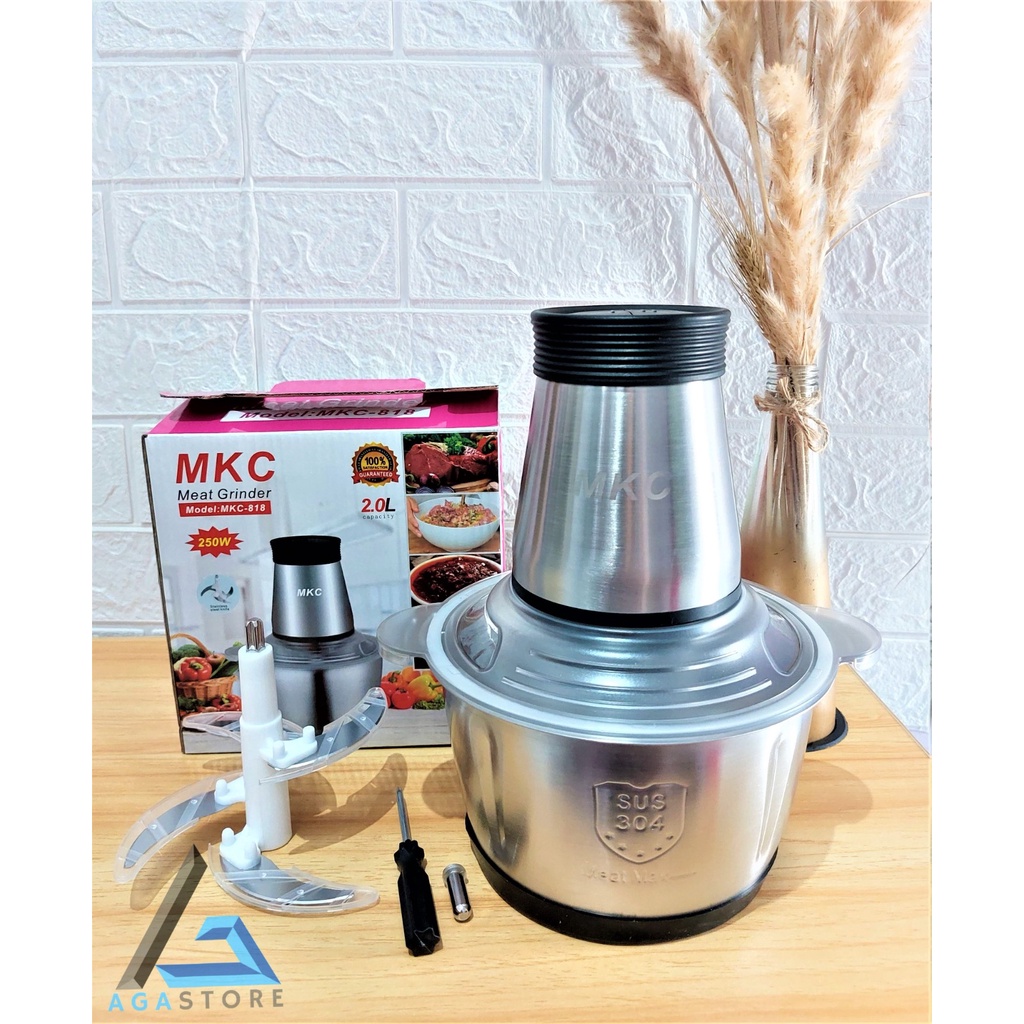 Meat Grinder Stainless 2L 4 Mata Pisau / Blender Daging Stenlis 2 Speed Chopper Stainles Serbaguna Choper Portabel Coper Elektrik