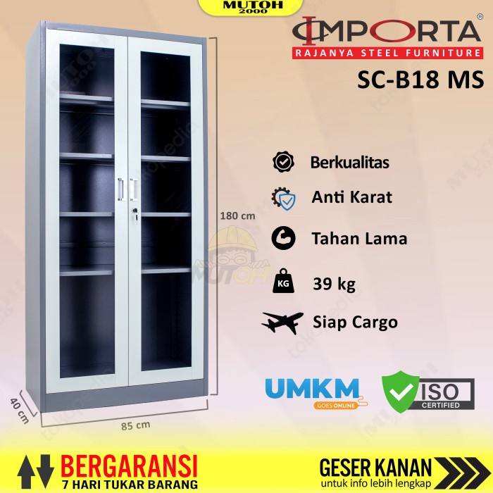 

Terlaris Importa Sc-B18 Bt Ms Lemari Arsip Besi Pintu Swing Kaca