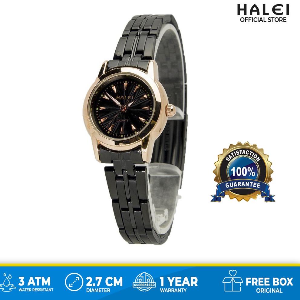 STOK TERBARU Haleiwatch Official  Garansi 1 tahunJam Tangan Wanita Halei Orinal Fashion Hitam Rosego