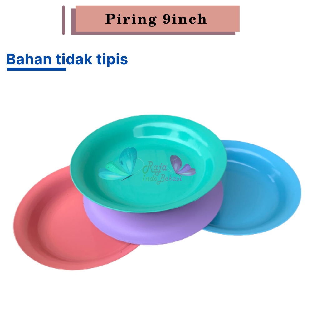 Promo-Piring Makan Bulat Bahan Plastik Satuan 9inch COD BayarDiTempat