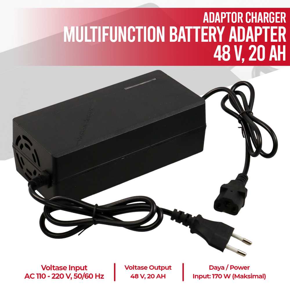 DIXSG Adaptor Charger  aki spedah sekuter Multifunction Battery Adapter 48 V 20 AH - DI482 Pengisi daya yang satu ini bisa Anda gunakan berbagai macam kegunaan. Mengisi daya, menghidupkan perangkat elektronik