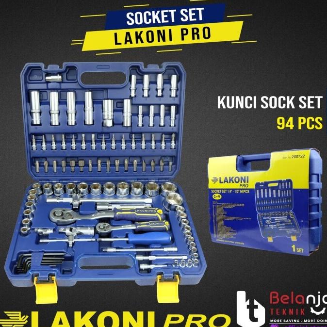 Lakoni Pro Kunci Sock Set 94 Pcs Socket Wrench 1/4" 94pcs 1/2" 6 PT