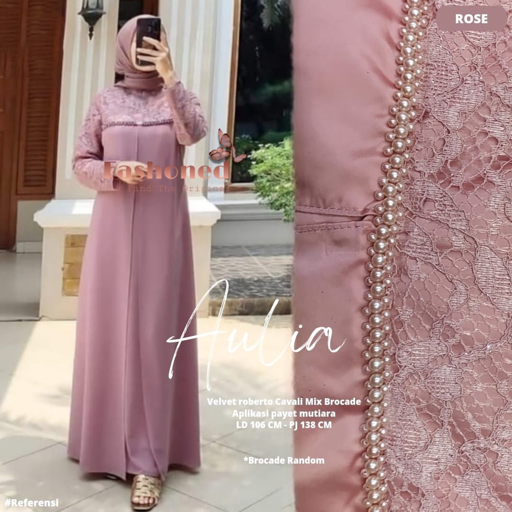 Aulia Dress wanita hijab gamis kondangan brukat jumbo polos dres pesta lamaran baju lebaran terbaru grosir seragaman gamis pesta party dress wedding pernikahan gamis muslim remaja terbaru pols warna navi marun grey sagee green millo brown rose dusty