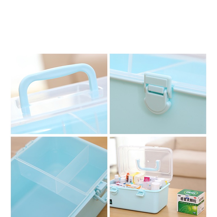 FYGALERY HL0349 Kotak P3K Kotak Penyimpanan Obat Serbaguna Dengan Gagang Pegangan Medicine Storage Box Organizer