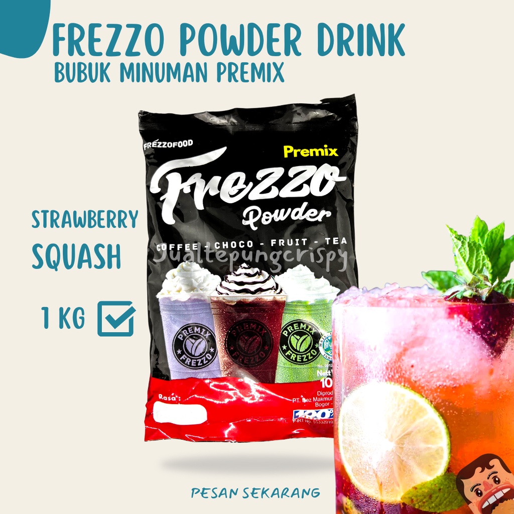 Frezzo Bubuk Minuman Rasa Strawberry Squash / Strawberry Squash Powder Drink 1 Kg