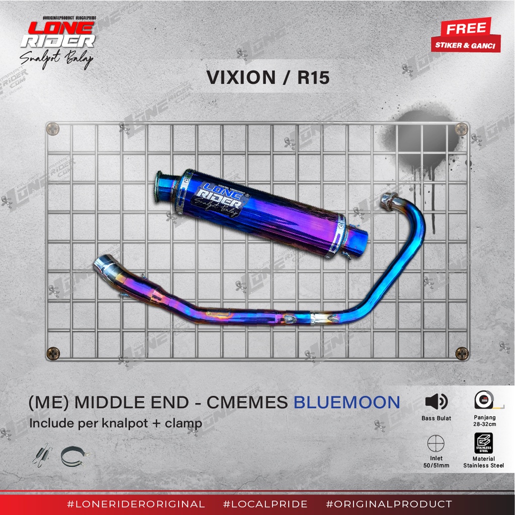 Lone Rider ( ME ) Middle End Bluemoon Series Old New Vixion R15 (Original) - Knalpot Racing Vixion R