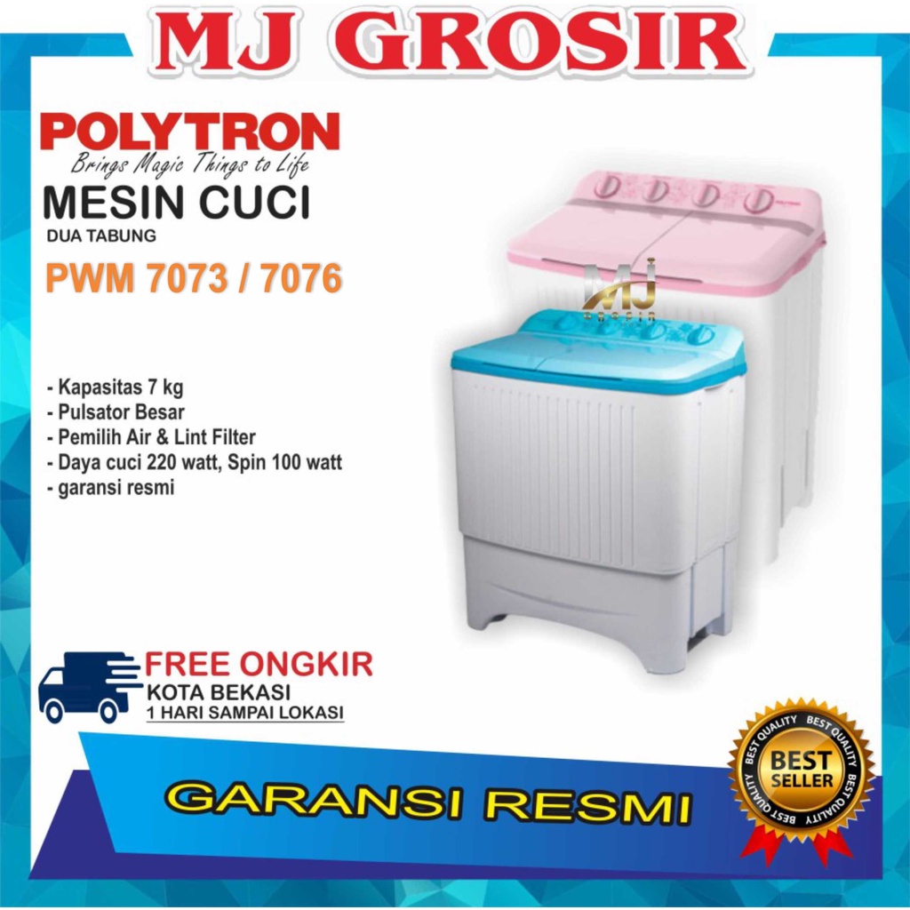 MESIN CUCI POLYTRON PWM 7366 / 7073 / 7363 7KG 2 TABUNG PWM 7366 7 KG PRIMADONA