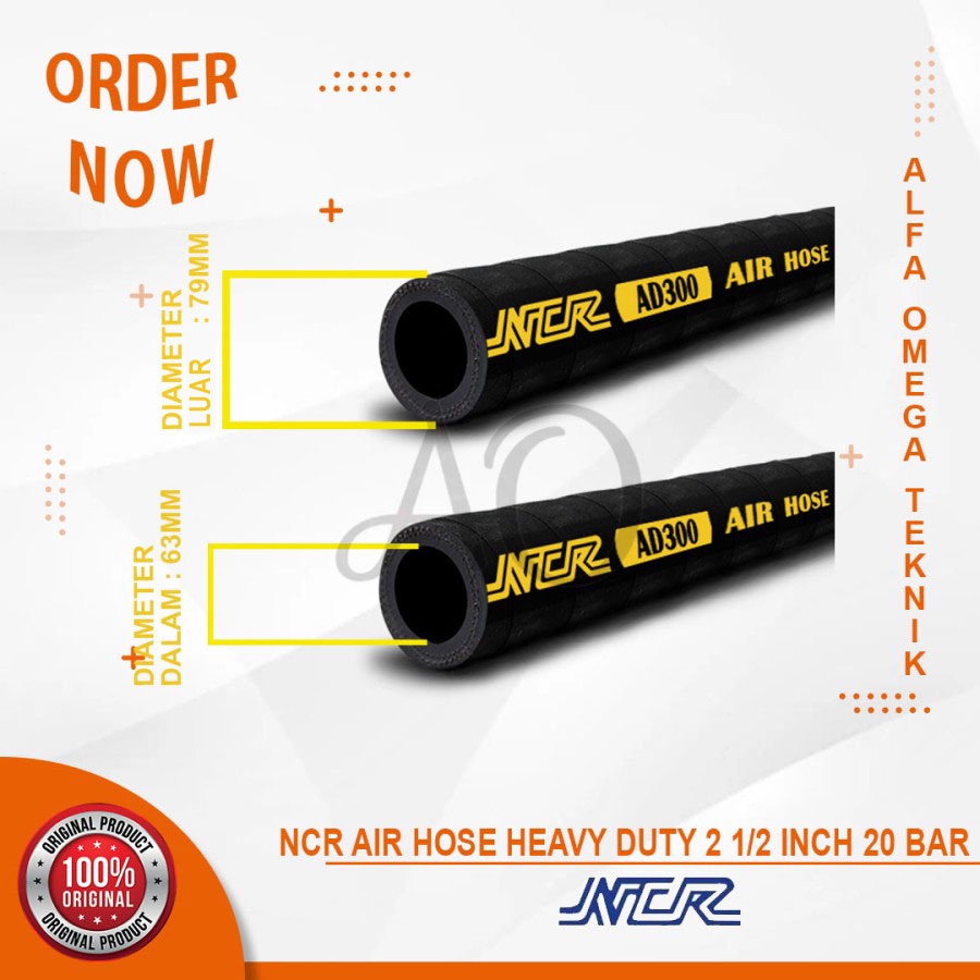 SELANG KOMPRESOR ANGIN NCR 2 1/2 INCH AIR HOSE RUBBER 2,5 DIM