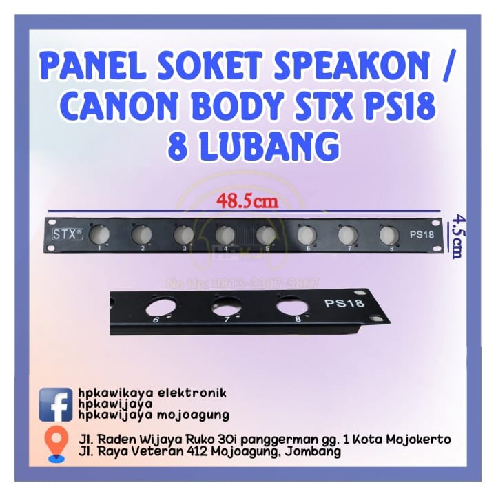 PANEL SOKET SPEAKON CANON BODY STX PS18 8 LUBANG terminal hardcase lubang 1U