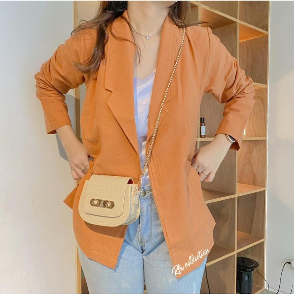 1KG MUAT 5PCS | UNI BLAZER WANITA LINEN RAMI OOTD SELEBGRAM FASHION WANITA