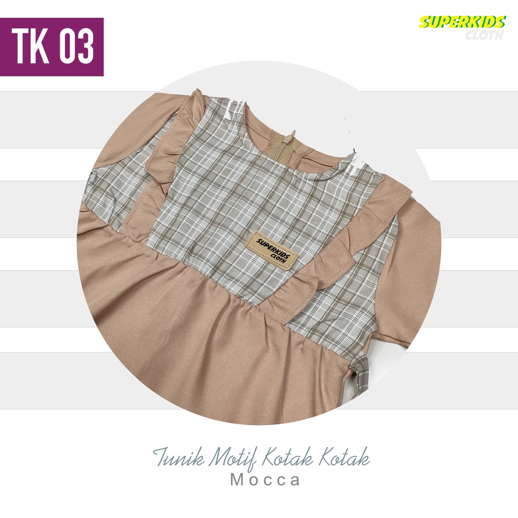 Baju Muslim Anak Perempuan Kotak-Kotak Mocca SUPERKIDSCLOTH 1-10 Tahun