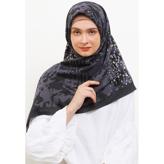 Hijab Scarf Abree Franc Original 100% Penutup Leher Voal Segi Empat Asya Black Nyaman