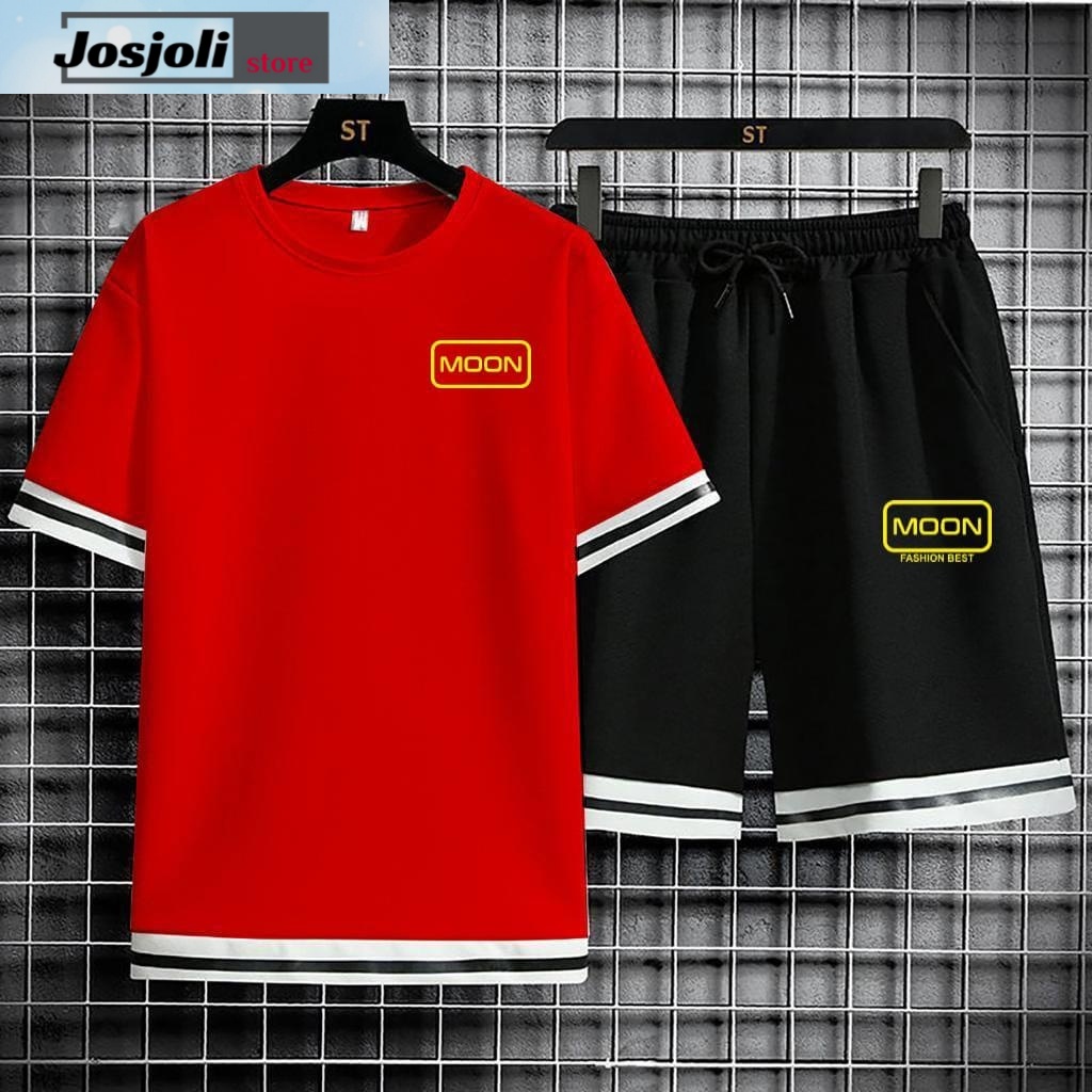 JOSJOLI_STORE/Stelan Moon/Satu Stel Atasan dan Bawahan Pria Dewasa/L XL