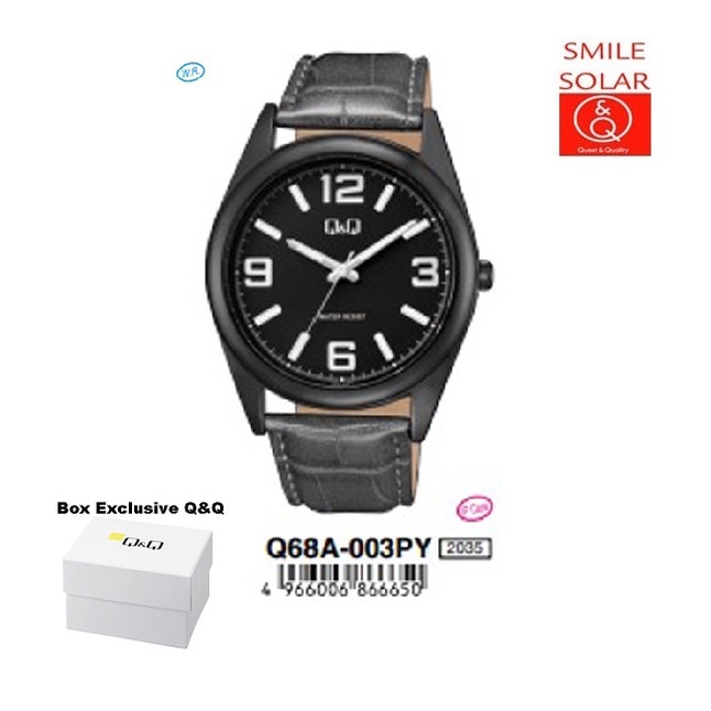 Jam Tangan Pria Sporty Casual Kulit Leather Analog Original Q&amp;Q QnQ QQ Q68A Series