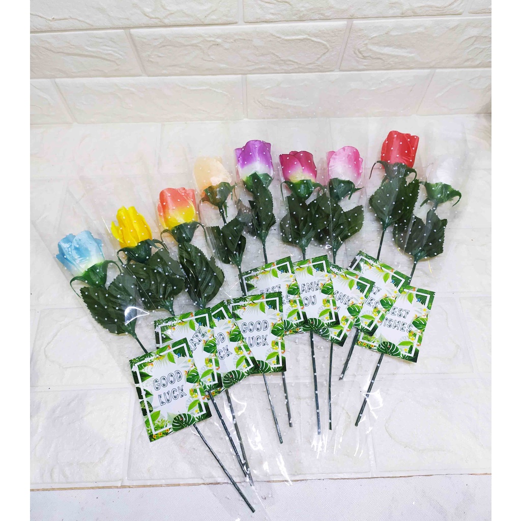 Bunga Satin Single Rose Greeting Kartu Ucapan Murah