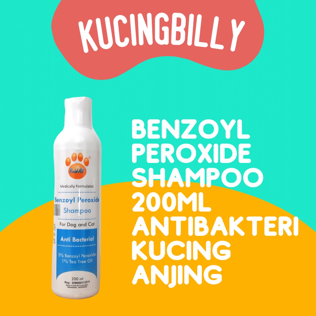 Benzoyl Peroxide Shampoo 200ml antibakteri kucing anjing