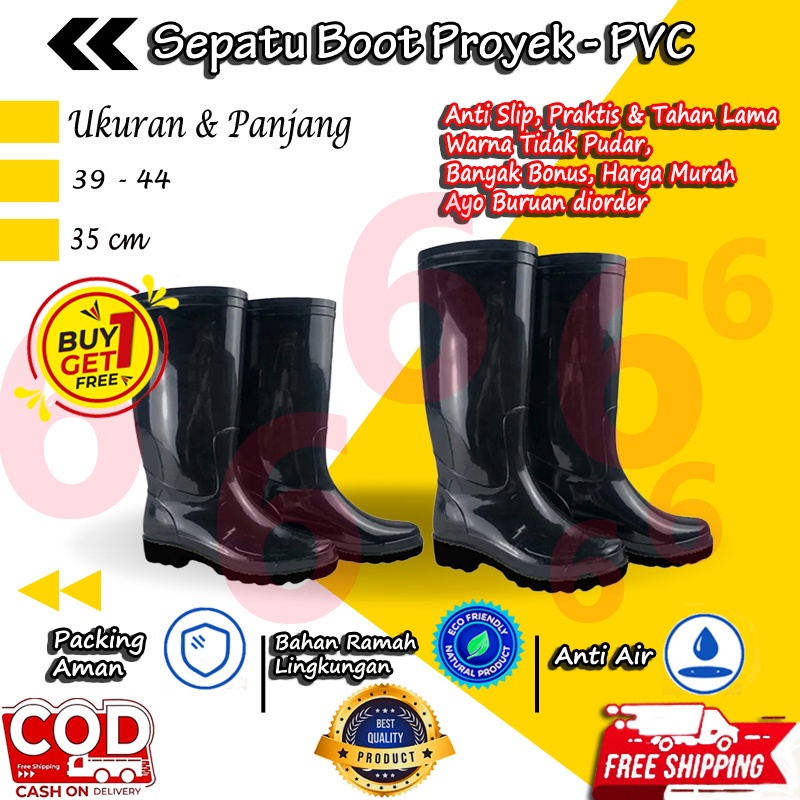 SEPATU BOOT PRIA KARET TINGGI ANTI AIR BANJIR HUJAN PVC FASHION SEPATU BOOTS PRIA WANITA PROYEK MURAH