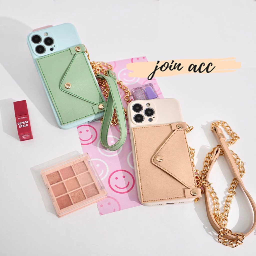 SoftCase Dompet + Rantai Sling For Type Oppo A96 A76 A15 A16 A76 A54 A12 A5S A53 A33 A16E A16K RENO 