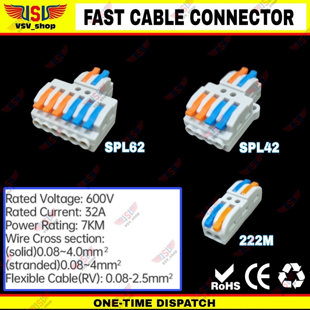 Terminal Konektor Kabel Sambung Cabang Quick Cable Connector wago 600V