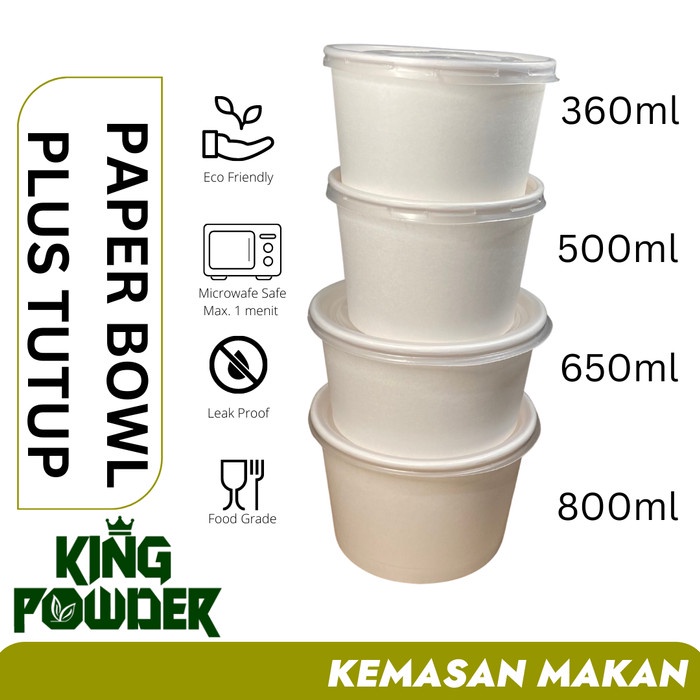 [Mangkok] Khususojol Paper Bowl 360Ml/500/650/800/Rice Bowl/Tempat Nasi/Bowl+Lid [Stok]