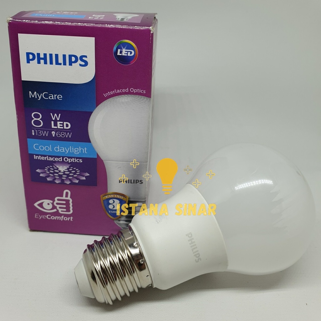 Philips LED Bulb Mycare 3w 4w 6w 8w 10w 12w 14.5w 19w E27- 6500k/putih