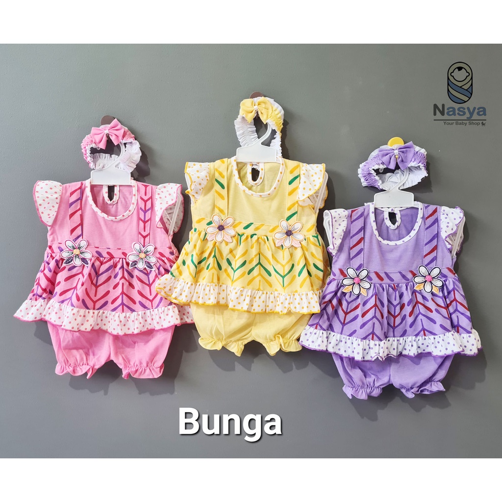 [A-032] (ISI 3) Setelan Baju Bayi Perempuan 0-6 Bulan (GRATIS Bandana) Series 3 warna