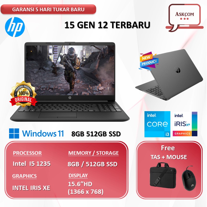 Laptop HP 15 I5 1235 RAM 8GB 512GB SSD 15.6 W11