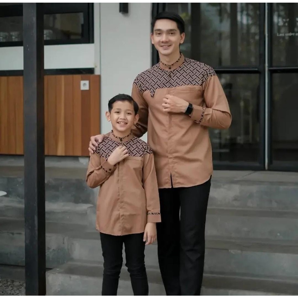 Baju koko copel ayah dan anak laki2 KOBATA - bapak dan anak - Baju muslim ayah - Baju muslim anak - 