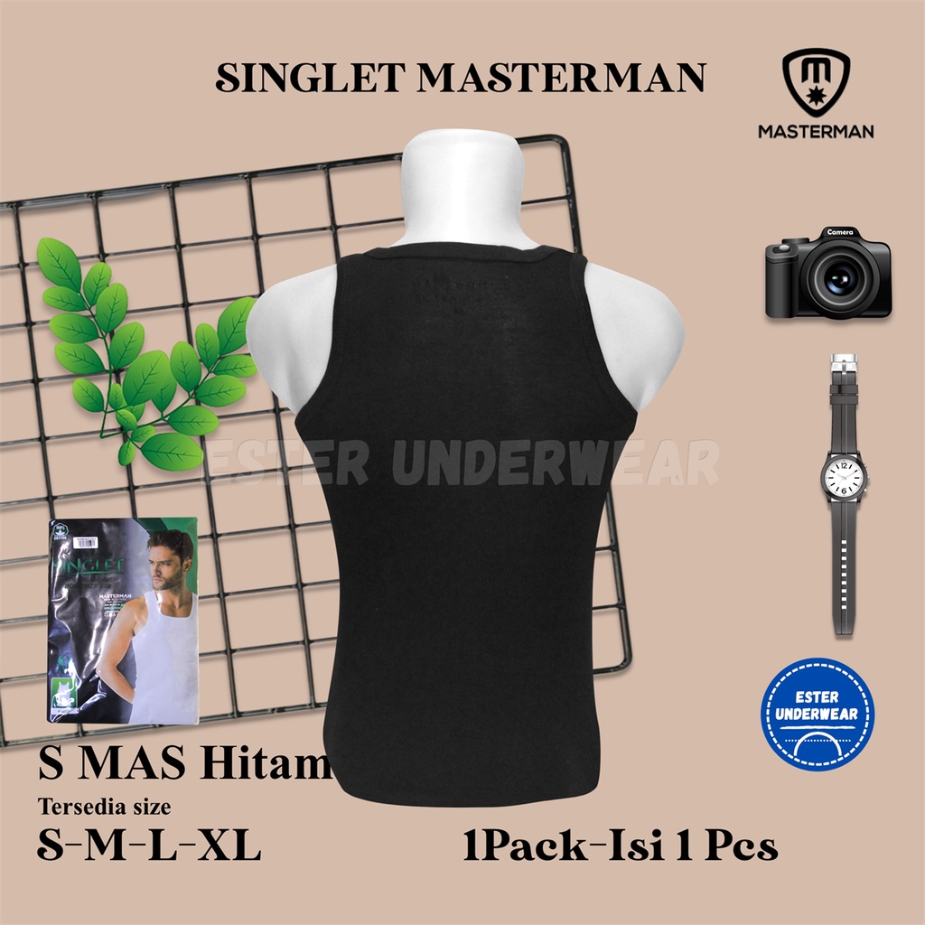 Kaos Singlet Pria MASTERMAN SMAS Hitam Isi 1Pcs