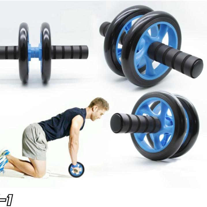 Cekout sekarang Set olahraga otot perut Abs roller Double wheel roller Alat gym JS1 skiping Alat Gym