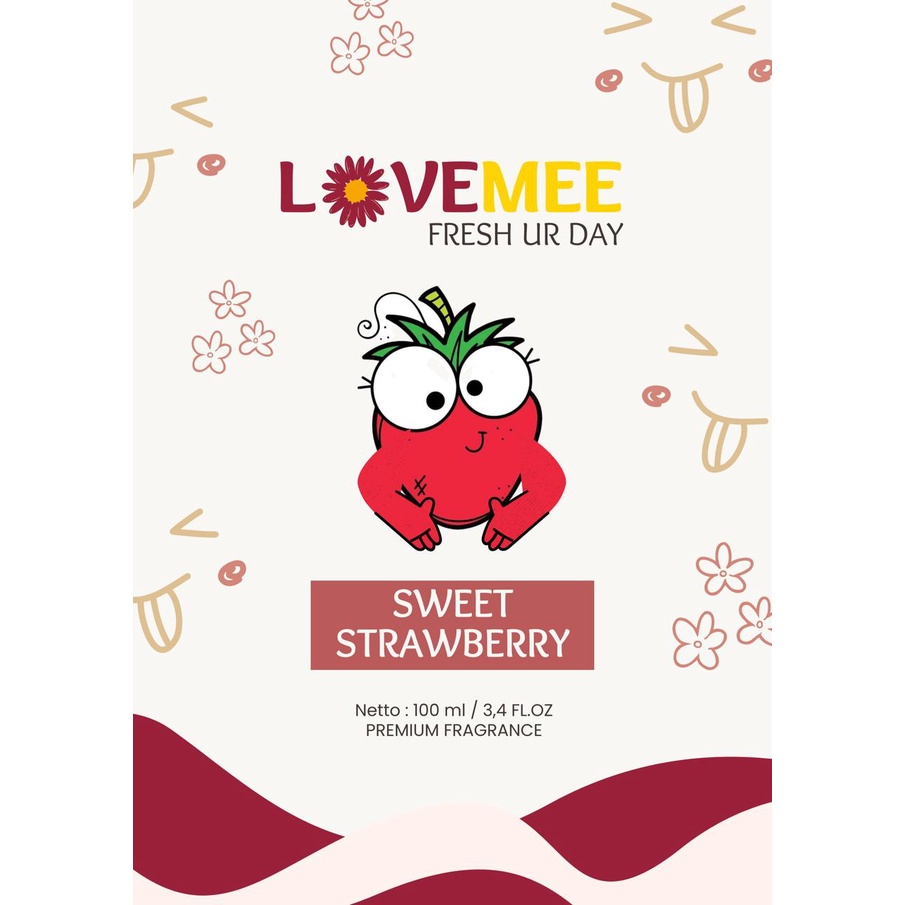 Love Mee Parfum Baju Varian Snappy cherry - Ocean fresh - Sweet strawberry - Sakura 100ml