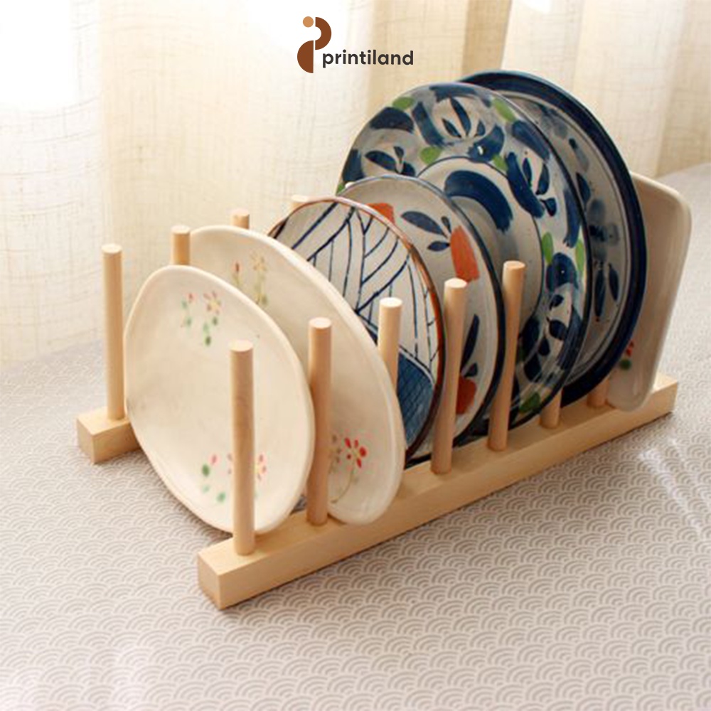 Printiland Rak Piring Aesthetic Kayu Jati Belanda Minimalis - KD001