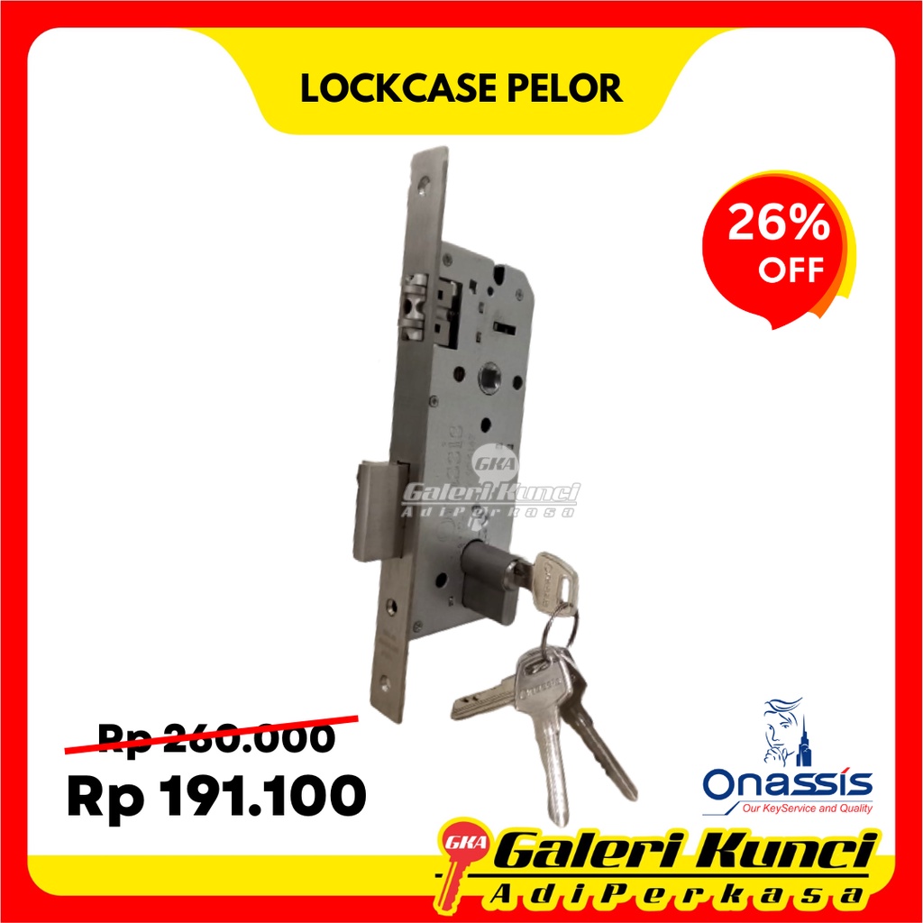 Lockcase Pelor ONASSIS 50MM Set Double Silinder Body Kunci Pintu Kayu Mortise Pelor