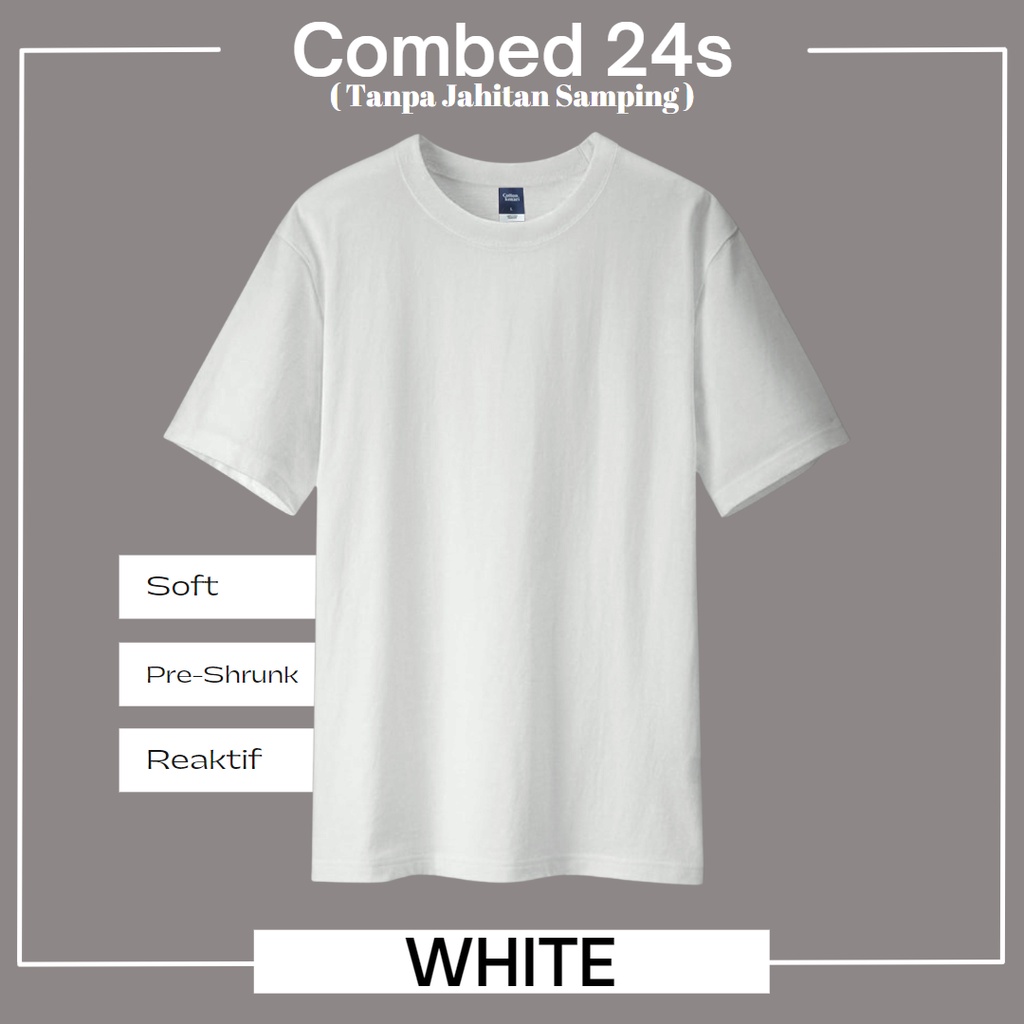 KAOS BASIC - BLUISH WHITE [ COTTON COMBED BUILT UP 24s ] | Kaos Polos pria wanita