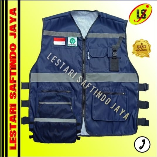 Terlaris Rompi Safety Vest Taslan Biru Dongker-Rompi Safety Vest Proyek Navy