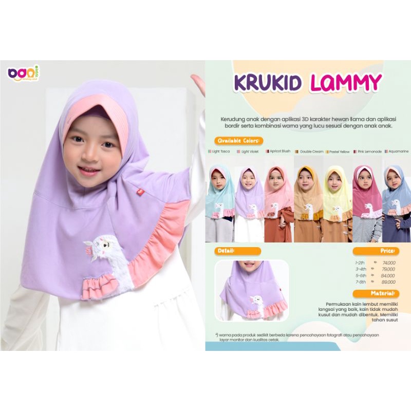 krukid lammy Bani batuta/kerudung anak lucu/kerudung anak Bani batuta ori