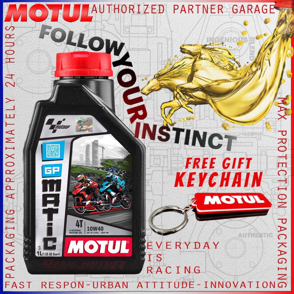 MOTUL GP MATIC &amp; GP POWER SERIES 10W40 1L OLI MOTOR MATIC &amp; MANUAL 4T IMPORT ORIGINAL 100% BONUS GANTUNGAN KUNCI atau KANEBO (𝙁𝙧𝙚𝙚 𝙎𝙩𝙞𝙘𝙠𝙚𝙧)