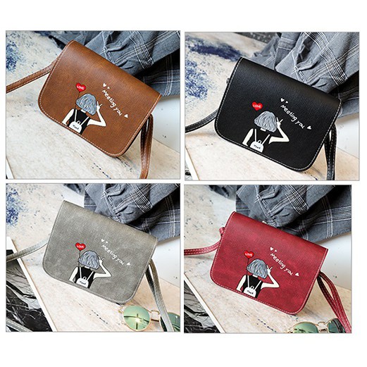 FYGALERY FYG1267 Tas Selempang Wanita Motif Girl Cartoon Peace Meeting You Slingbag Polos Fashion Murah