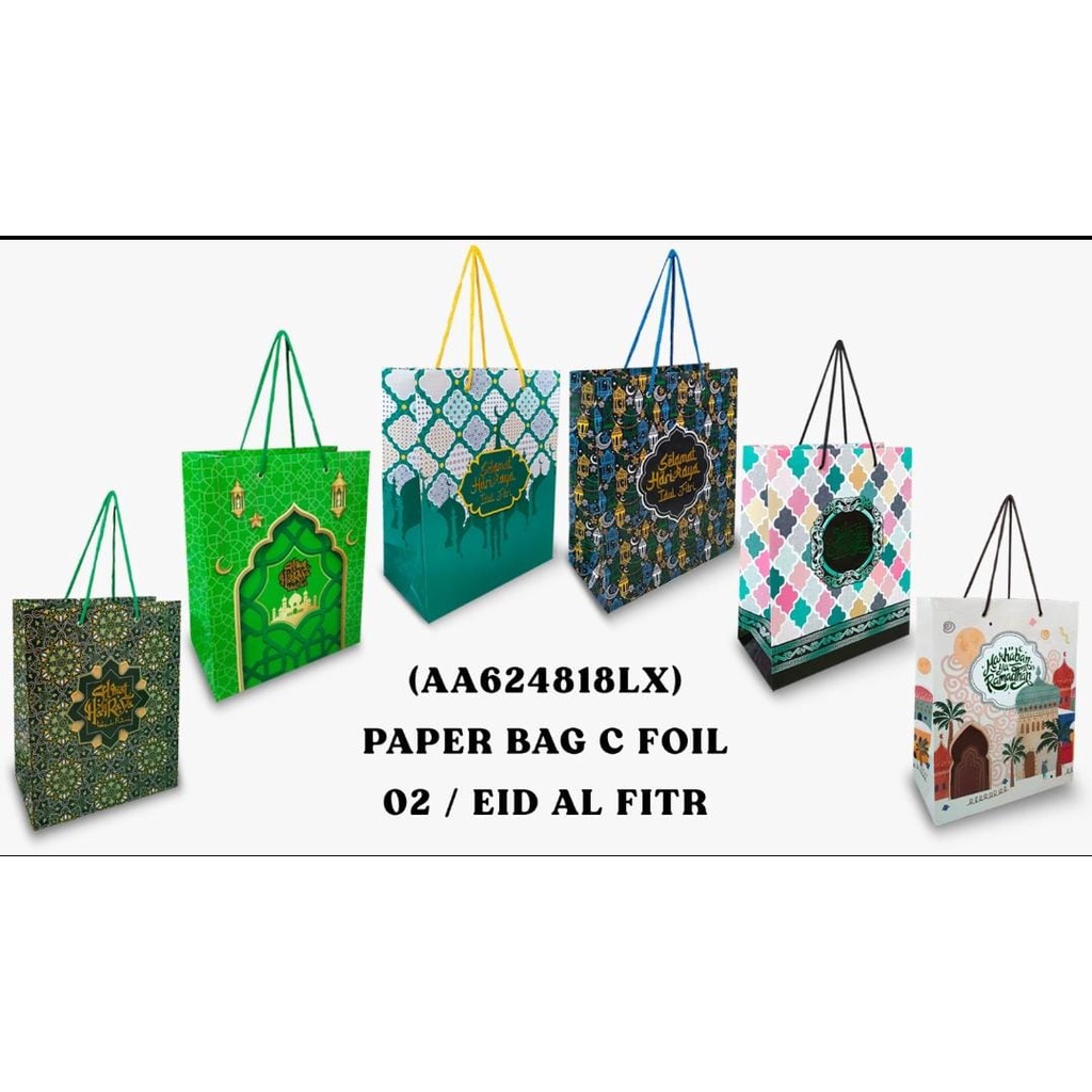 TAS HAMPERS / PAPER BAG C FOIL IDUL FITRI MERK KIKY