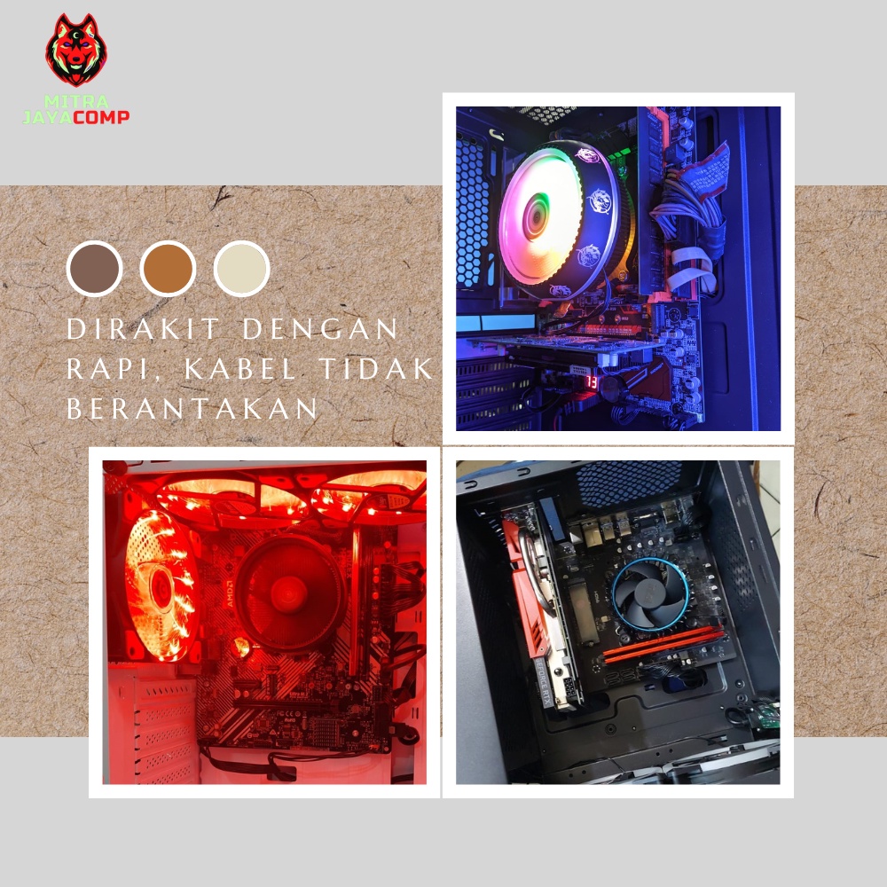 PC Gaming Fullset Core i5 10400F Ram 16GB HDD SSD GTX 1650 4GB + Monitor 24 Inch komputer full set desktop rakitan murah