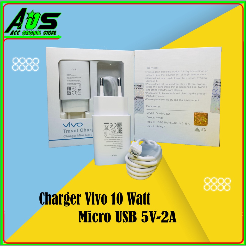 Charger Vivo Y20 Vivo Y1s Y12s Y12i Original 100% Micro USB 10 Watt