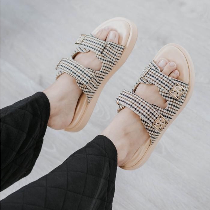 Terlaris Dianable - Shenna Platform Sandal Houndstooth