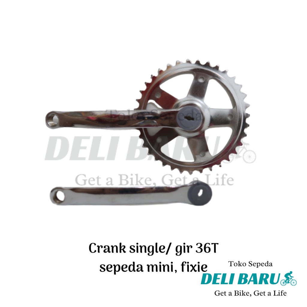 Deli baru Crank single speed 36T CP gir tengah chrome model as kotak sepeda mini fixie