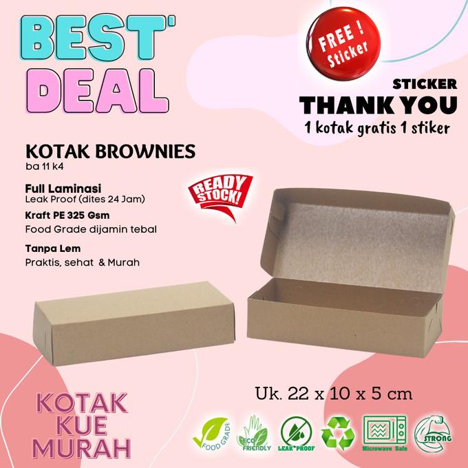 

Kotak Brownies Uk. 22 Cm X 10 Cm X 5 Cm Laminasi Kotak Kraft