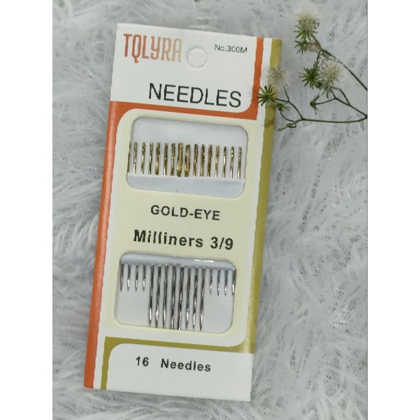 jarum jahit gold isi 16 needles milliners 3/9