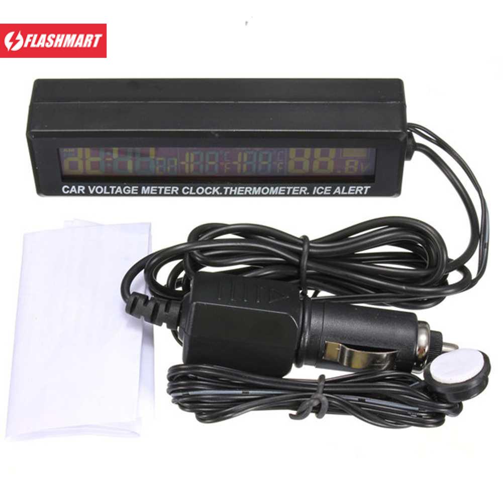 Flashmart Jam Digital LCD Mobil dengan Thermometer Battery Voltage Monitor - EC88